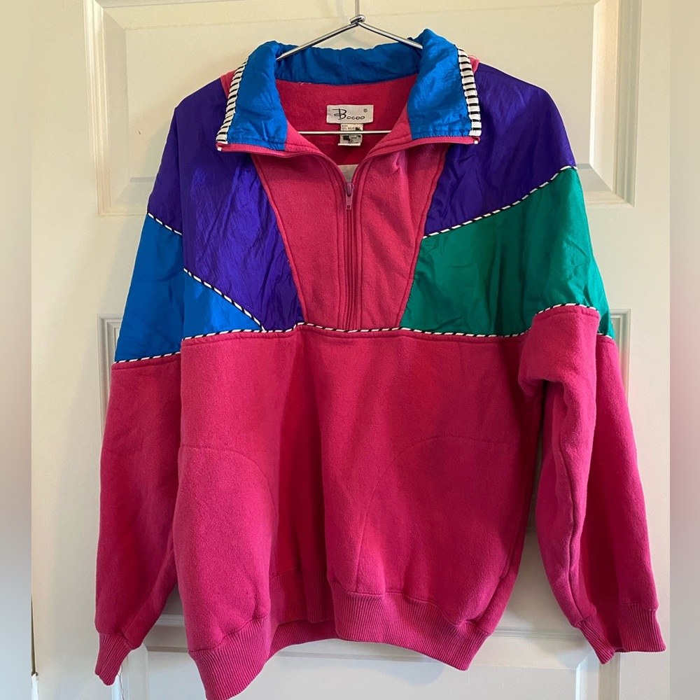Vintage Colorblock Jacket - Pink, Blue, Green, Purple